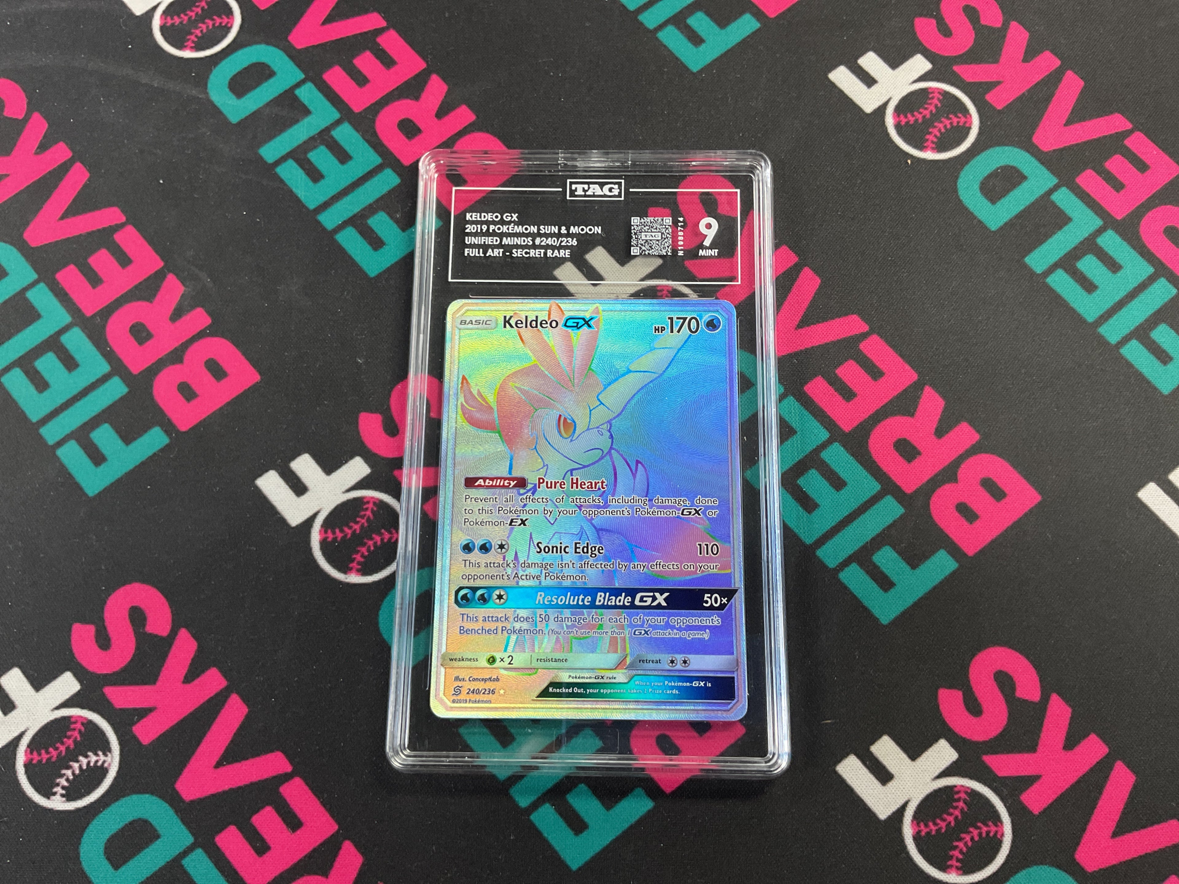 Keldeo GX Secret Rare Unified Minds TAG 9