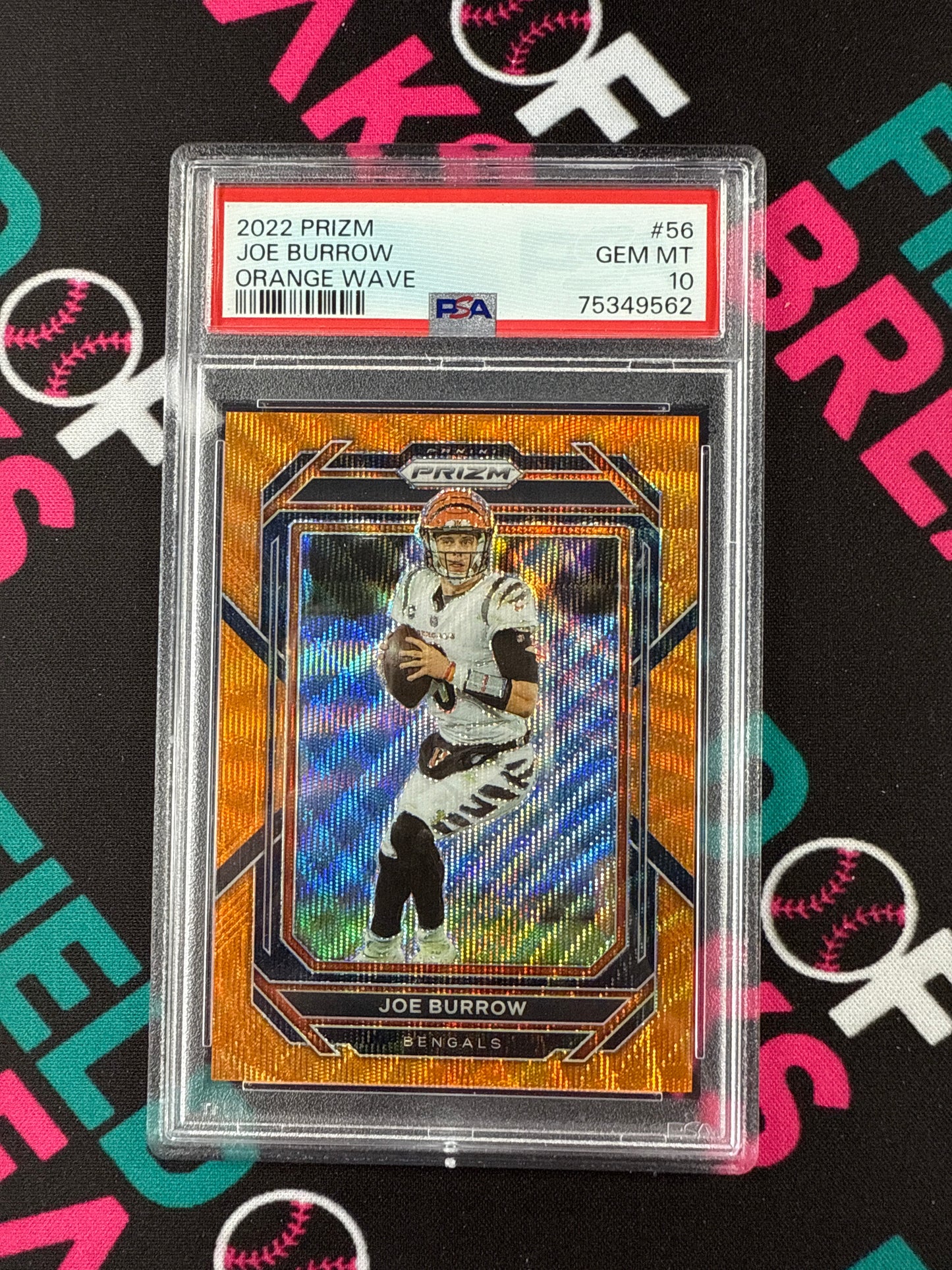 2022 Prizm Joe Burrow Orange Wave PSA 10