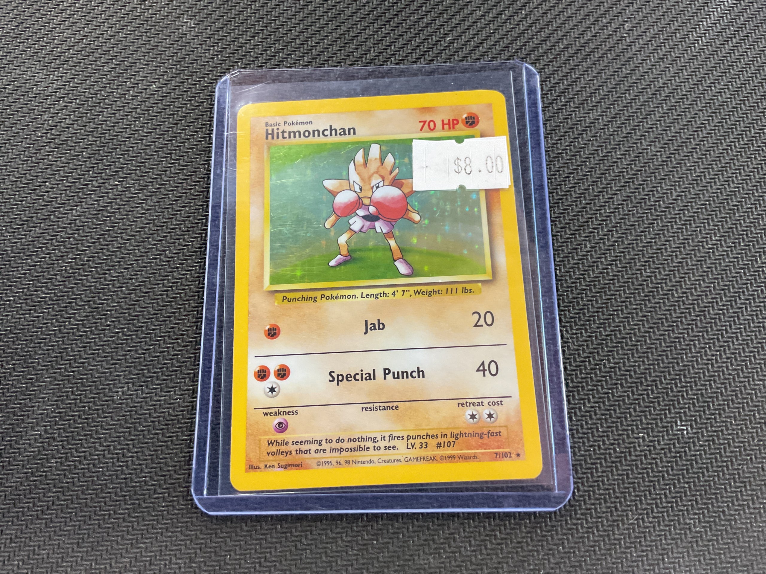 Hitmonchan Base Set Unlimited Holo (LP)