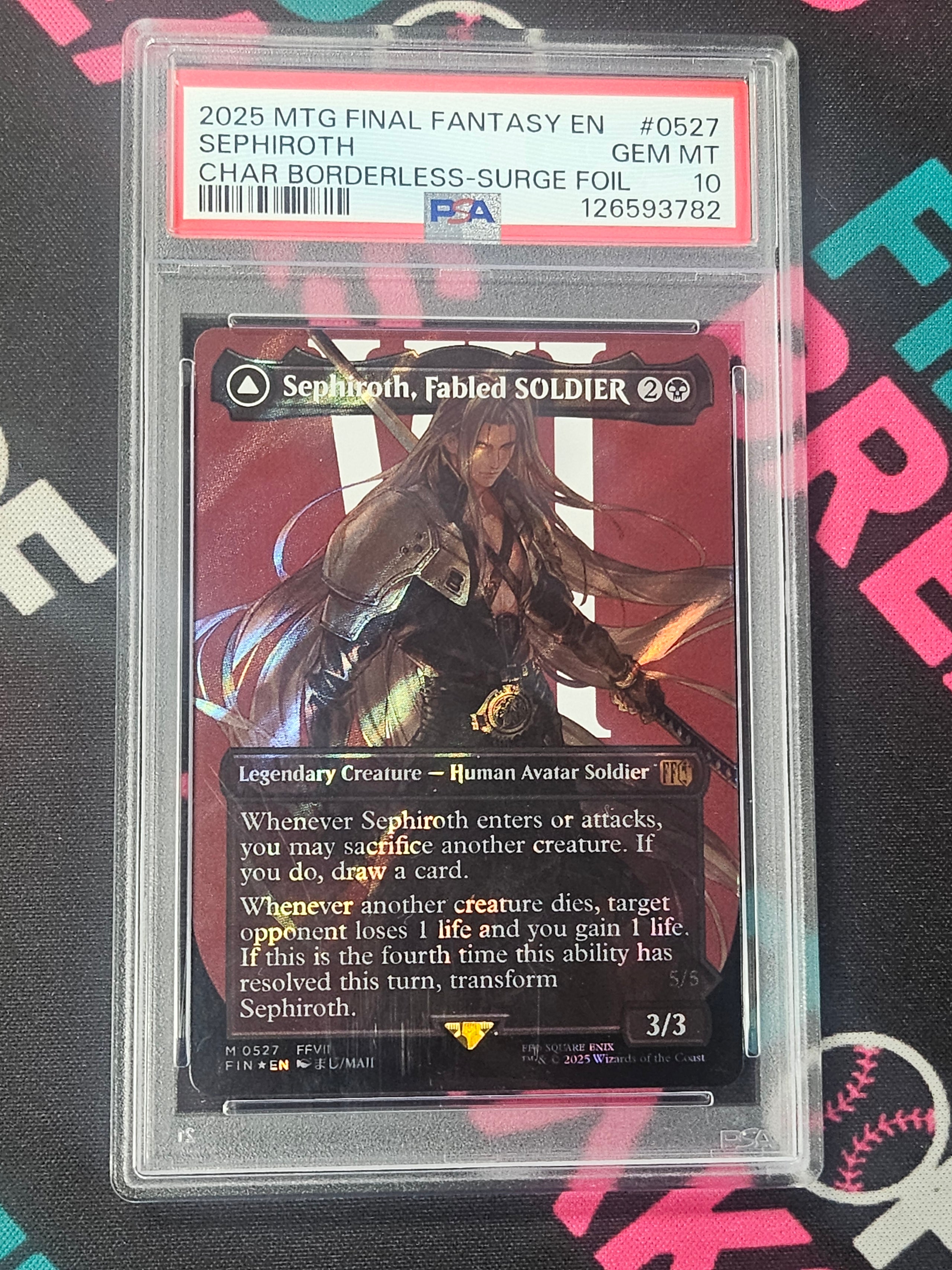 2025 Magic The Gathering Final Fantasy Sephiroth Char Borderless Surge Foil PSA 10